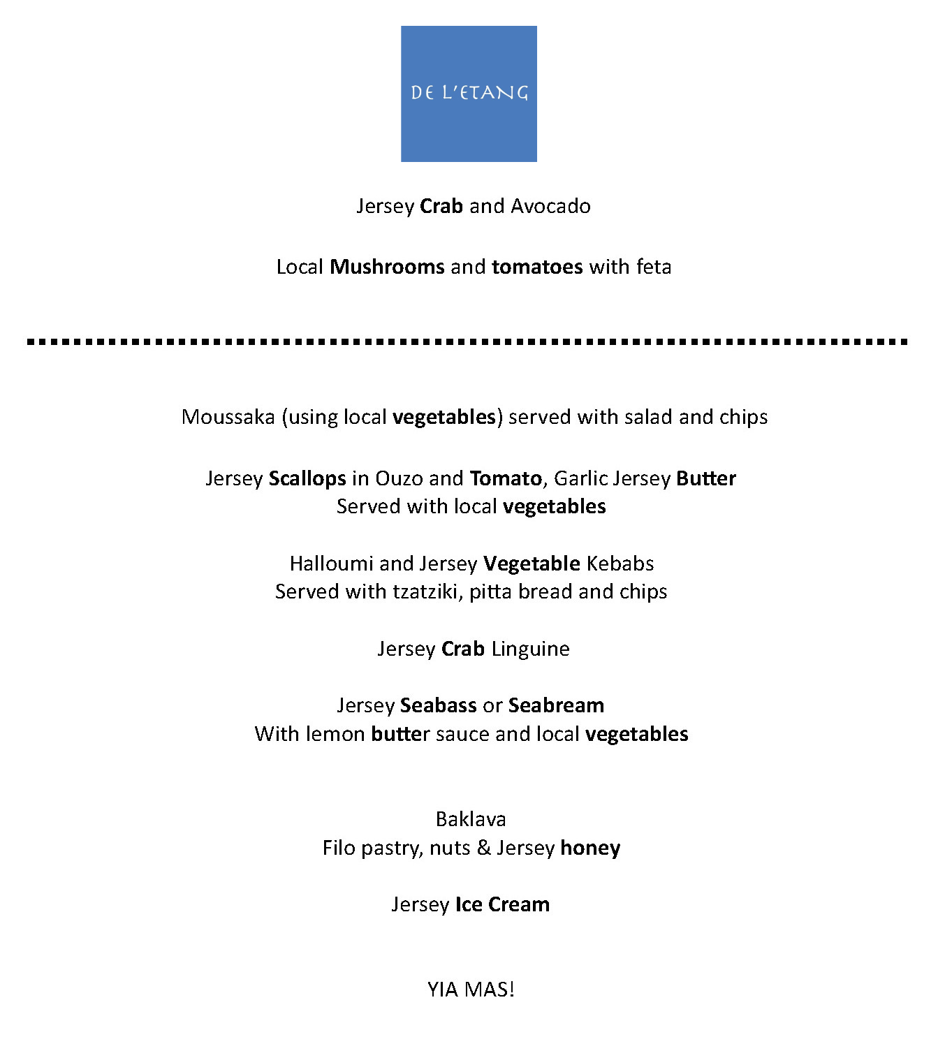 De L’Etang Delicious Dine Out Festival - Three Course Set Menu