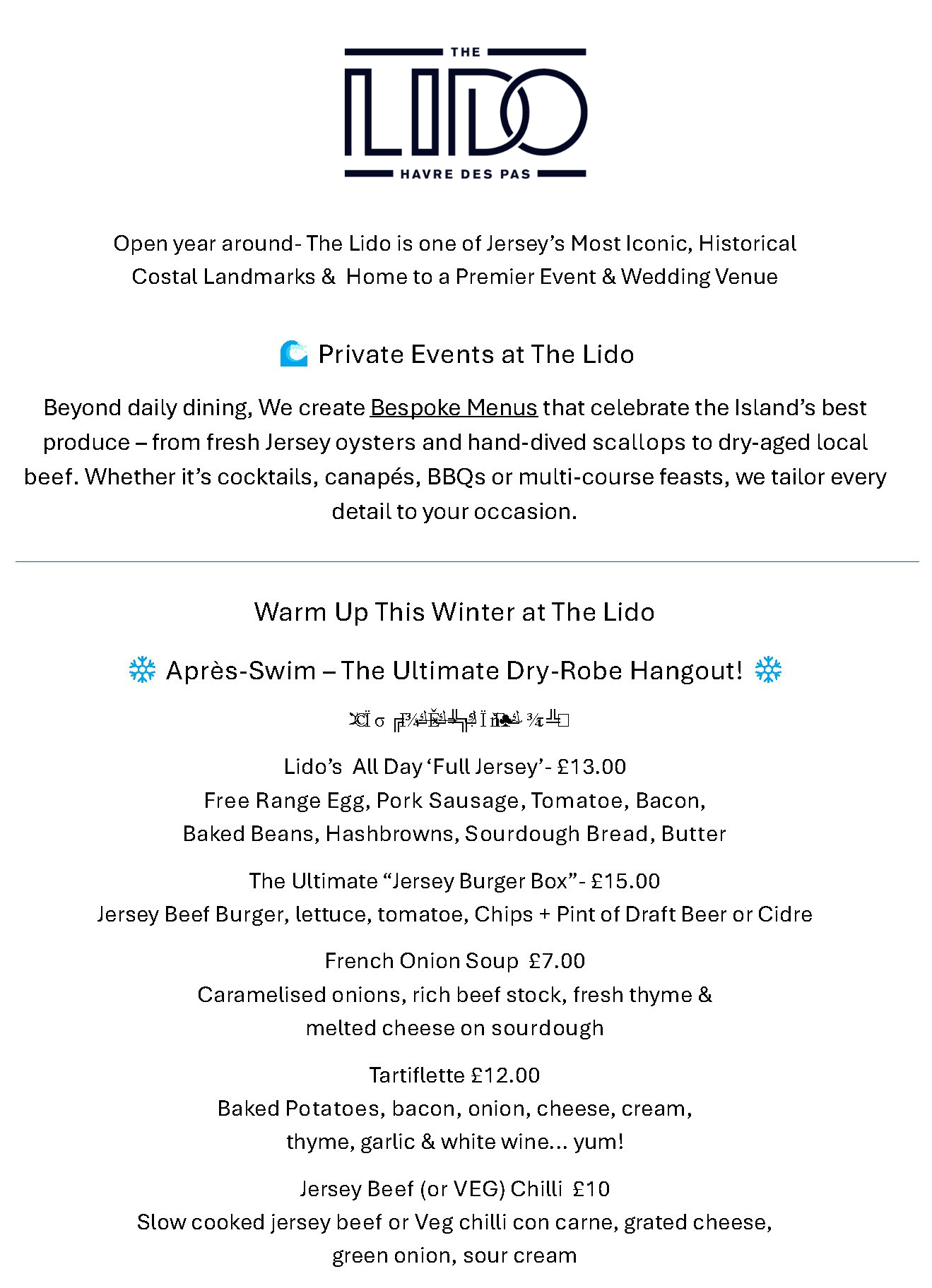 The Lido at Havre des Pas Delicious Dine Out Festival - Pick Your Dish