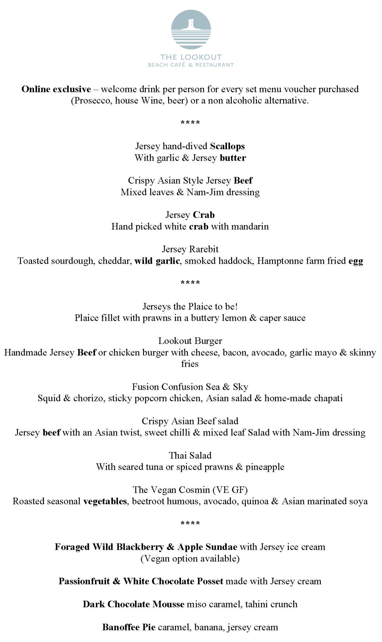 The Lookout Café Delicious Dine Out Festival - Two or Three Course Set Menu & Welcome Drink