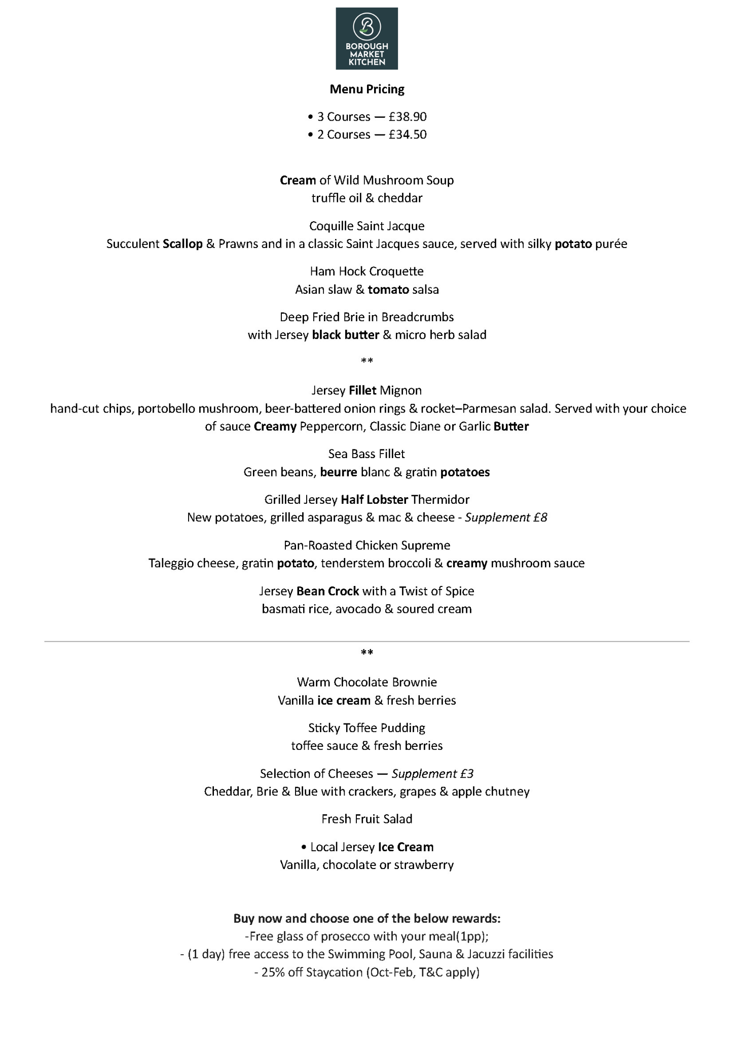 Borough Market Kitchen at Hotel De Normandie Delicious Dine Out Festival - Two or Three Course Set Menu