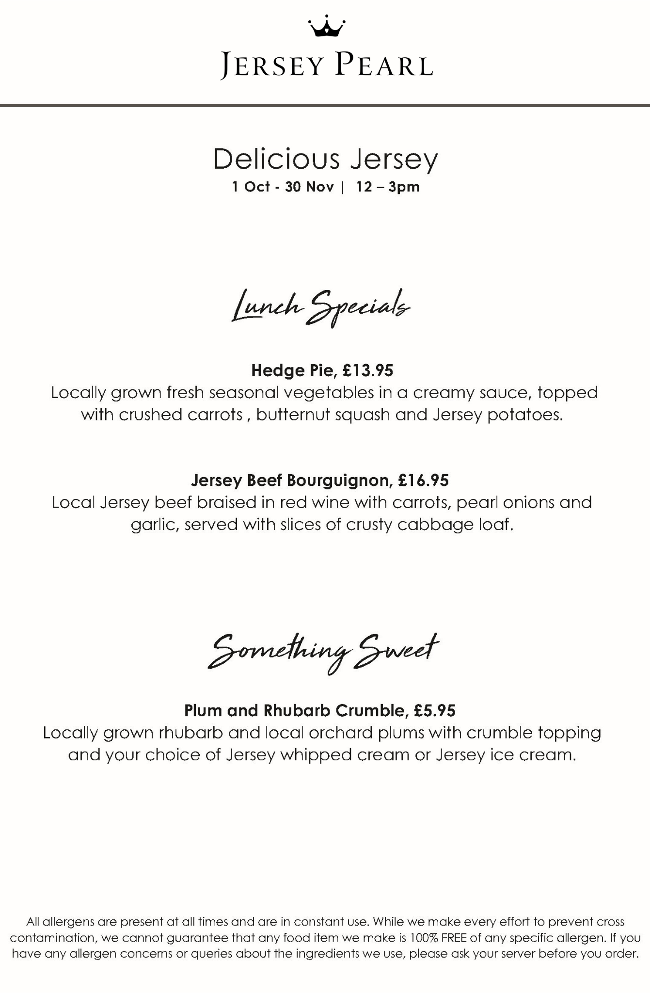 Jersey Pearl Café Delicious Dine Out Festival - Pick Your Dish