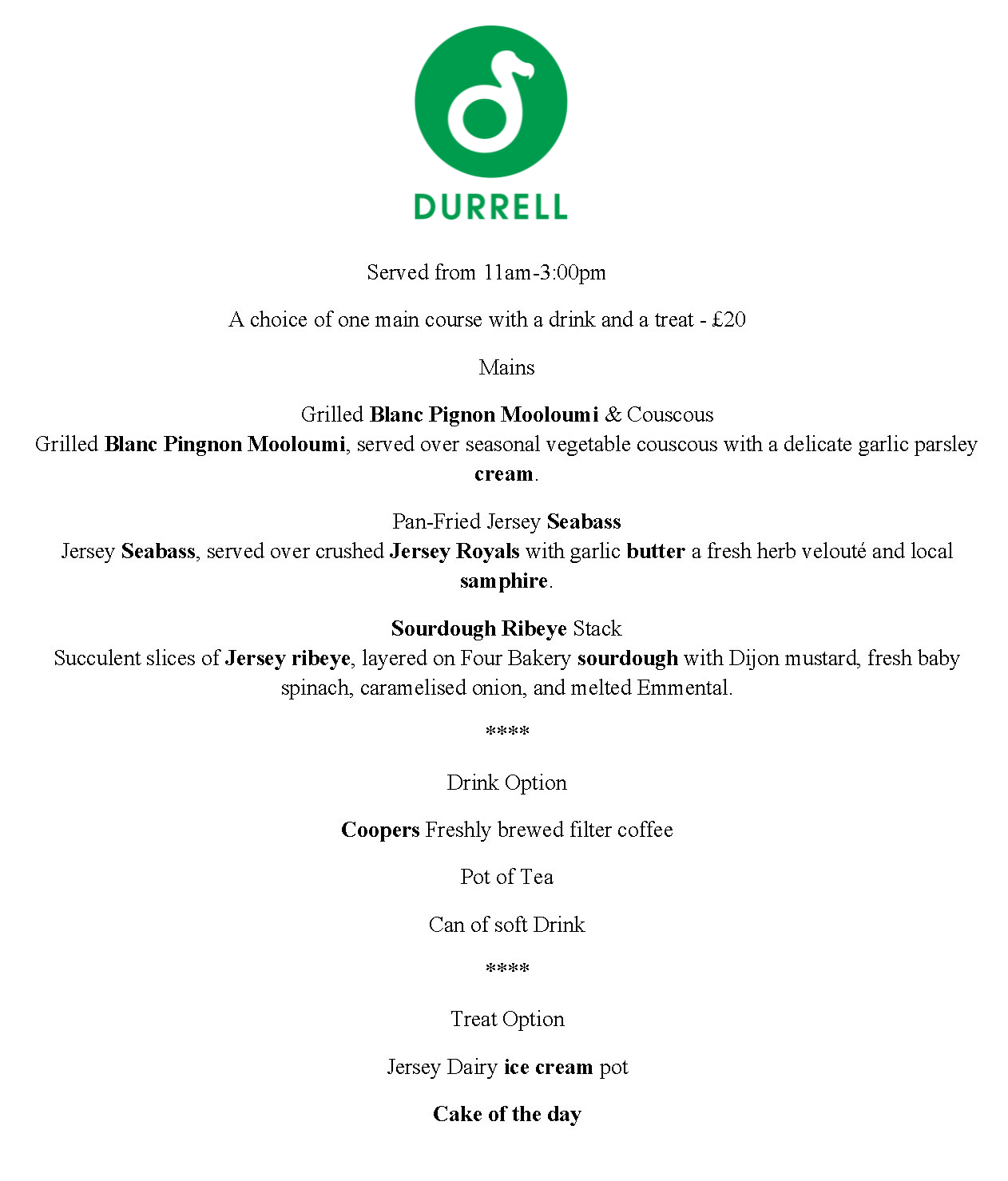 Firefly Cafe at Jersey Zoo Delicious Dine Out Festival - A Choice of One Main Course with a Drink and a Treat